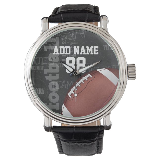 Personalisiertes Chalkboard American Football Armbanduhr (Vorderseite)