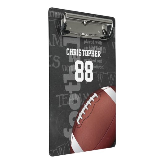 Personalisiertes Chalkboard American Football Mini Klemmbrett (Schrägansicht)