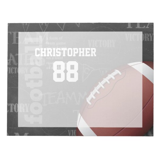 Personalisiertes Chalkboard American Football Notizblock (Vorderseite)