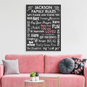 Personalisiertes Chalkboard "Family Rules" Leinwanddruck (Insitu (Wohnzimmer))