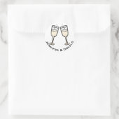 Personalisiertes Champagnerglas Schwarz & Weiß Hoc Runder Aufkleber (Tasche)