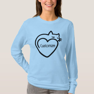 Personalisiertes Chat-Liebe-Schwarzes Logo T-Shirt