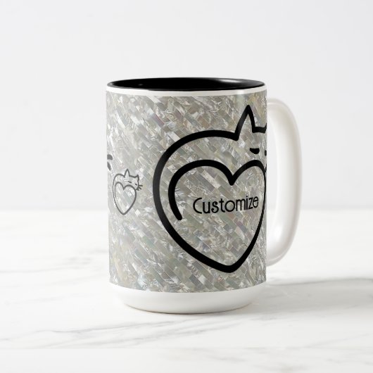Personalisiertes Chat-Liebe-Schwarzes Logo Zweifarbige Tasse (VorderseiteRechts)