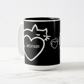 Personalisiertes Chat-Liebe-weites Logo Zweifarbige Tasse (Vorderseite Links)