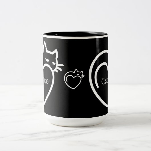 Personalisiertes Chat-Liebe-weites Logo Zweifarbige Tasse (Mittel)