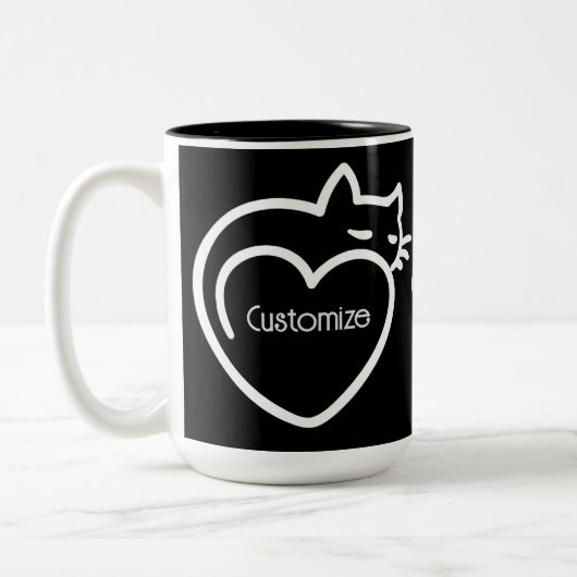 Personalisiertes Chat-Liebe-weites Logo Zweifarbige Tasse (Links)