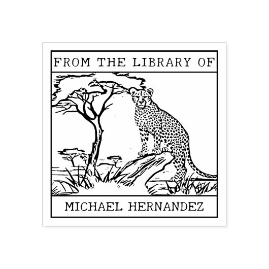 Personalisiertes Cheetah Buchzeichen Gummistempel (Prägung)