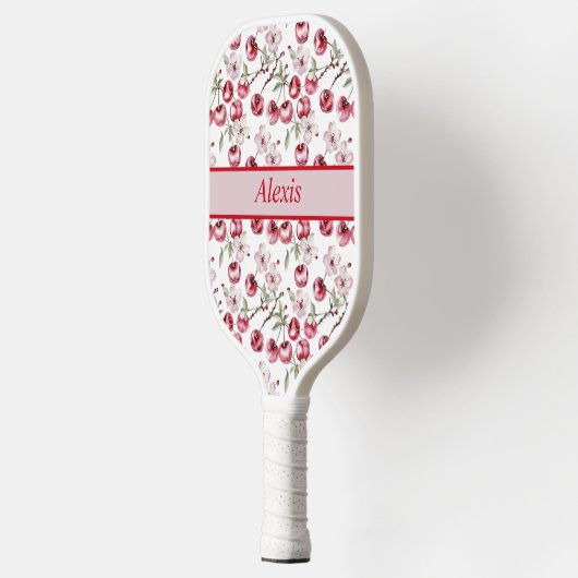 Personalisiertes Cherry Blossom Elegantes Blumende Pickleball Schläger (Links)