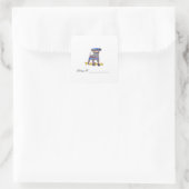 Personalisiertes Chevron-Muster-Hunde-Exlibris Quadratischer Aufkleber (Tasche)