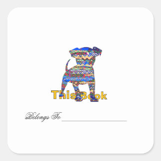 Personalisiertes Chevron-Muster-Hunde-Exlibris Quadratischer Aufkleber