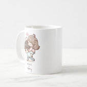 Personalisiertes Chibi-Style Spielerpaar Kaffeetasse (Vorderseite Links)