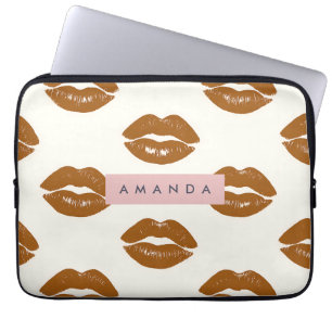 Personalisiertes Chic Braunes Lippen Druck Design Laptopschutzhülle