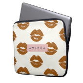 Personalisiertes Chic Brown Lip Print Design Laptopschutzhülle (Vorderseite Links)