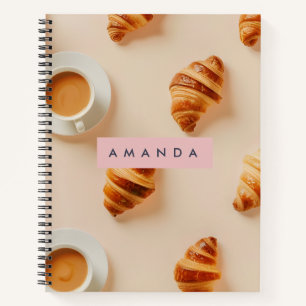 Personalisiertes Chic Café Croissant in Beige Notizblock