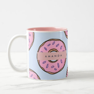 Personalisiertes Chic Pink Sprinkle Donut Zweifarbige Tasse