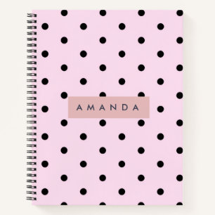 Personalisiertes Chic Rosa und Schwarz mit Punkten Notizblock