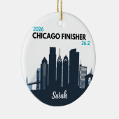Personalisiertes Chicago-Marathon einzigartiges La Keramik Ornament (Rechts)