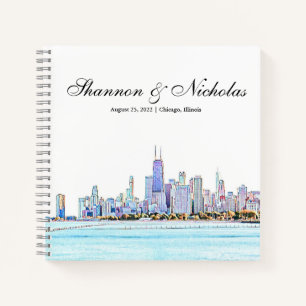 Personalisiertes Chicago Skyline Gästebuch Notizblock