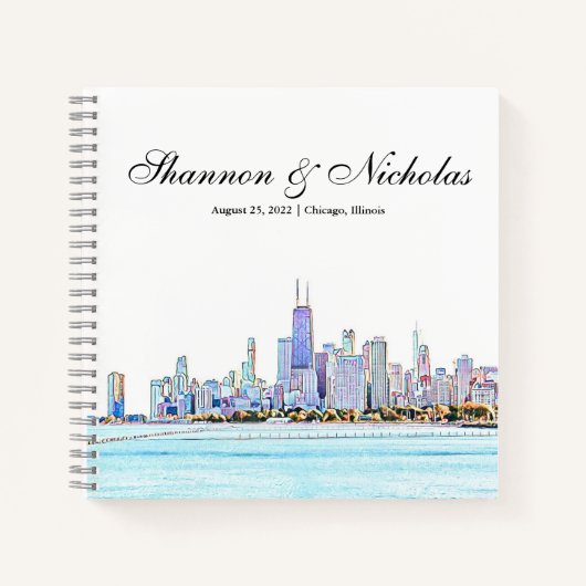 Personalisiertes Chicago Skyline Gästebuch Notizblock (Vorderseite)