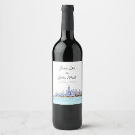 Personalisiertes Chicago Skyline Weinlabel Weinetikett