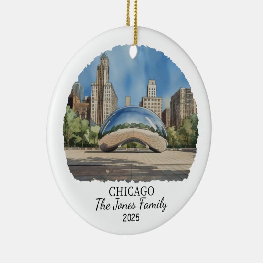 Personalisiertes Chicagoer Ornament, Illinois-Staa Keramik Ornament (Rechts)