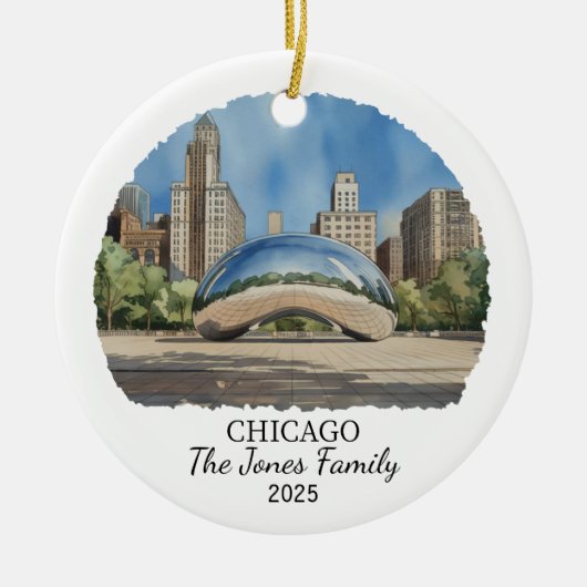 Personalisiertes Chicagoer Ornament, Illinois-Staa Keramik Ornament (Vorne)