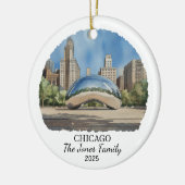 Personalisiertes Chicagoer Ornament, Illinois-Staa Keramik Ornament (Links)