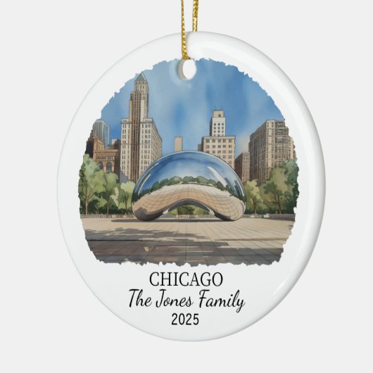 Personalisiertes Chicagoer Ornament, Illinois-Staa Keramik Ornament (Links)