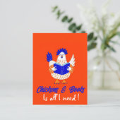 Personalisiertes Chicken-Lesekalligrafie-Design Postkarte (Stehend Vorderseite)