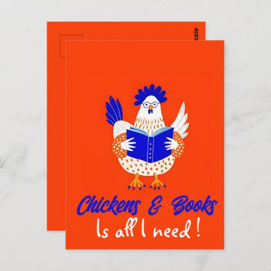 Personalisiertes Chicken-Lesekalligrafie-Design Postkarte (Vorne/Hinten)