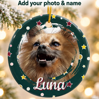 Personalisiertes Chihuahua-Foto-Weihnachtsandenken Keramik Ornament