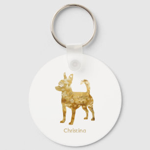Personalisiertes Chihuahua-Schlüsselanhänger Gold Schlüsselanhänger