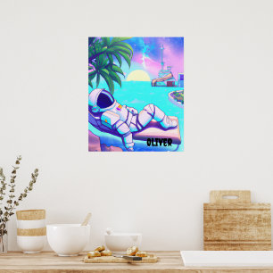 PERSONALISIERTES CHILL ASTRONAUT BEACH POSTER