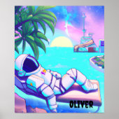 PERSONALISIERTES CHILL ASTRONAUT BEACH POSTER (Vorne)