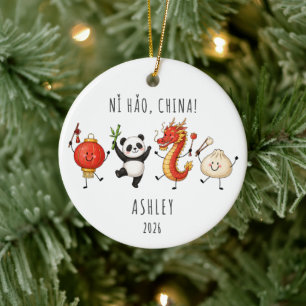 Personalisiertes China-Urlaubs-Weihnachtsornament Keramik Ornament