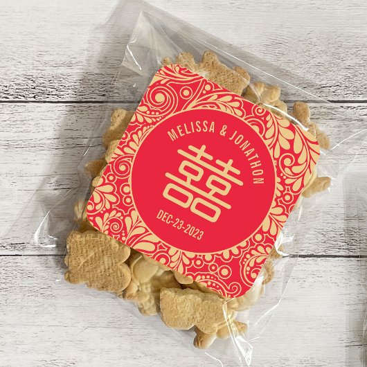 Personalisiertes chinesisches Hochzeitsszenario Runder Aufkleber