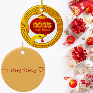 Personalisiertes chinesisches Neujahrsschlangen-La Keramik Ornament