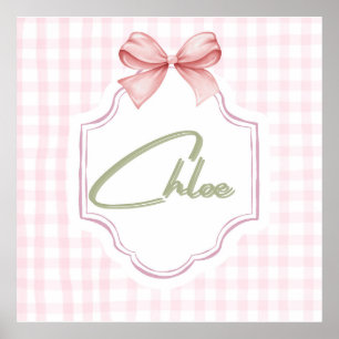 Personalisiertes Chloe-Babyzimmer-Bogen&Gingham fü Poster