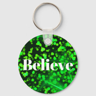 Personalisiertes Christliches Glauben Grün Glitter Schlüsselanhänger