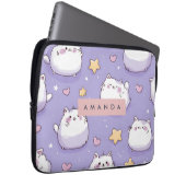 Personalisiertes Chubby Cat & Pastel Star-Muster Laptopschutzhülle (Vorne Rechts)