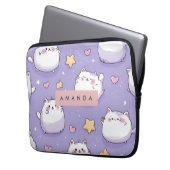 Personalisiertes Chubby Cat & Pastel Star-Muster Laptopschutzhülle (Vorderseite Links)