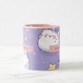 Personalisiertes Chubby Cat & Pastel Star-Muster Zweifarbige Tasse (Mittel)