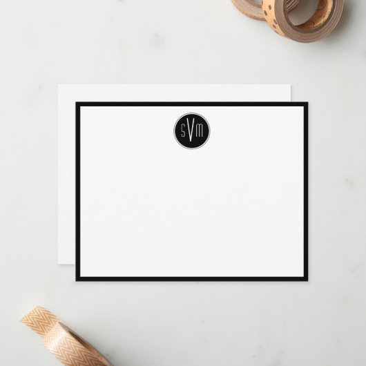 Personalisiertes Circle Monogramm Mitteilungskarte (Vorderseite/Rückseite Beispiel)