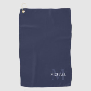 Personalisiertes Classic Monogramm und Name Navy B Golfhandtuch