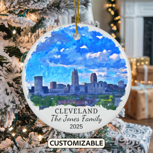 Personalisiertes Cleveland-Andenken, Ohio State Keramik Ornament
