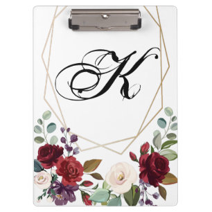 Personalisiertes Clip Board White Roses Gold Geo Klemmbrett