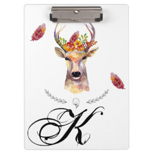 Personalisiertes Clipboard Boho-Hirsch Bock Kopf B Klemmbrett