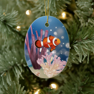 Personalisiertes Clown Fish Coral Reef Weihnachten Keramik Ornament