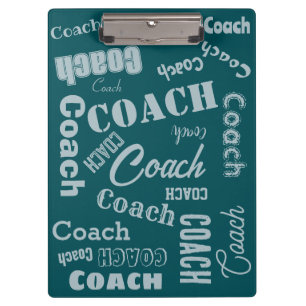 Personalisiertes Coach-Geschenk Name Art in Grün u Klemmbrett