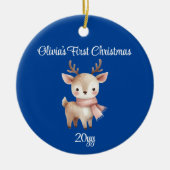 Personalisiertes Cobalt Blue Baby Girl Keramik Ornament (Vorne)